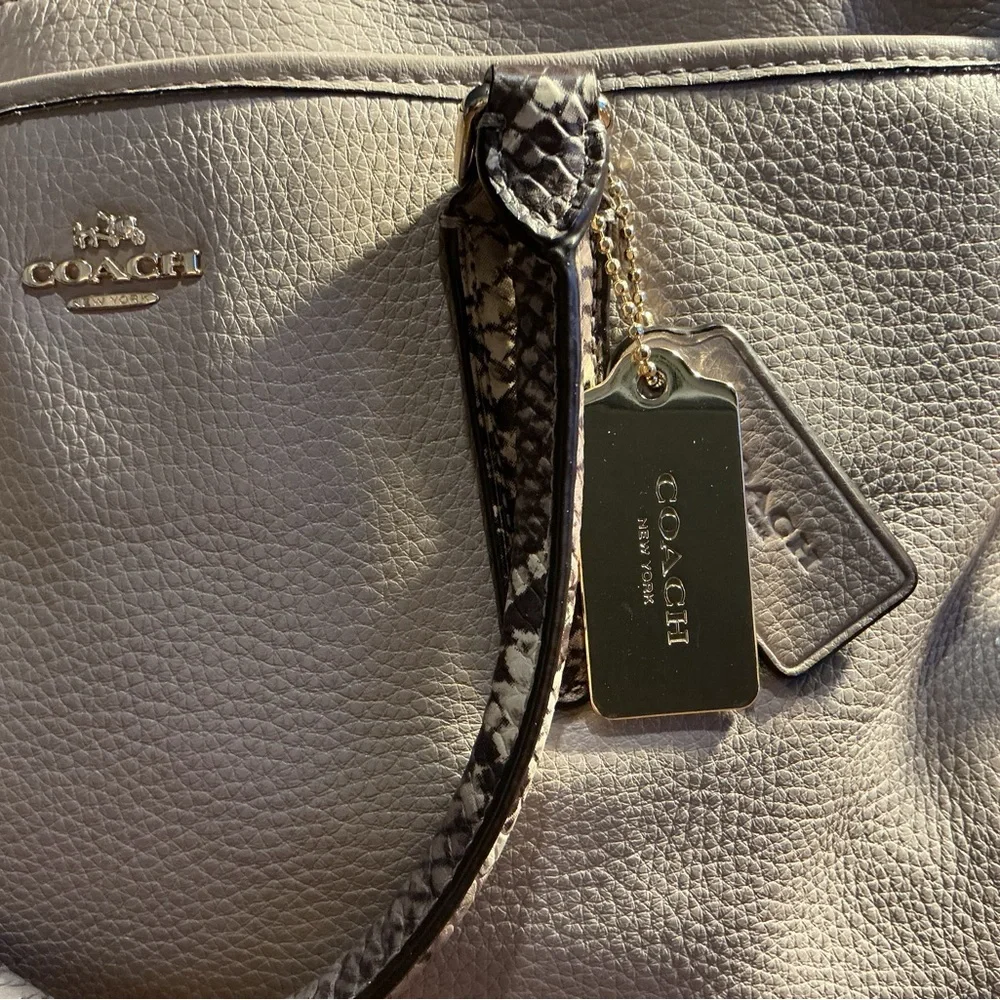 COACH Morgan Color Block Pebble Leather w/Exotic Embossed Trim Satchel/Crossbody - Picture 2 of 12